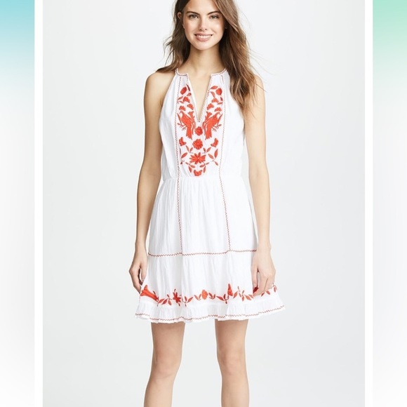 Joie Clemency embroidered Dress White Red size Small - Picture 1 of 6